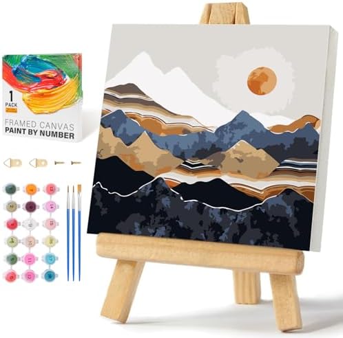 Framed Paint by Numbers Kit for Adults Beginners, Abstract Landscapes by Offito