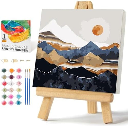 Framed Paint by Numbers Kit for Adults Beginners, Abstract Landscapes by Offito