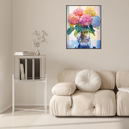 Yunruily Hydrangea Canvas Paint by Numbers for Adults-Paint by Numbers Adult Flowers,Painting by Number Flowers for Gifts and Home Wall Decor(with Gifts Box) 16x20inch - Image 2