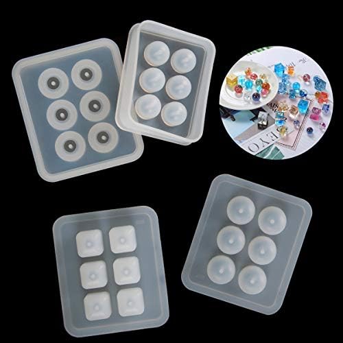 Suhome Resin Bead Molds for Jewelry 12 PCS Resin Molds Silicone with Hole Cabochon Gem Jewelry Making Epoxy Resin Molds for Earrings, Pendants,Bracelets and Necklaces - Image 5
