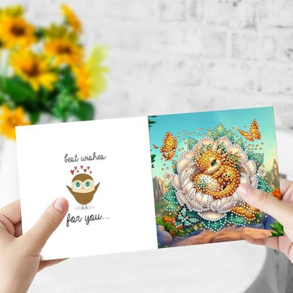 C'eitura 6Pcs Baby Dragon Shell Breaker Diamond Art Greeting Card Kit – DIY Rhinestone Painting Postcard Set for Christmas New Year Party Favors, 11.81 x5.9inch Fantasy Craft for Adults - Image 5