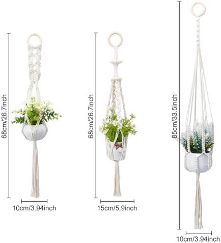 FREEBLOSS 3 Sets Macrame Plant Hanger Kit Macrame Wall Hanging Kit Macrame Plant Hangers Indoor Hanging Planter Basket Macrame Kit for Beginners with Video Tutorial - Image 3