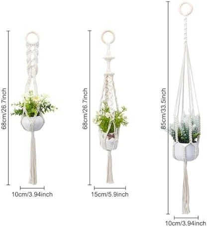 FREEBLOSS 3 Sets Macrame Plant Hanger Kit Macrame Wall Hanging Kit Macrame Plant Hangers Indoor Hanging Planter Basket Macrame Kit for Beginners with Video Tutorial - Image 3