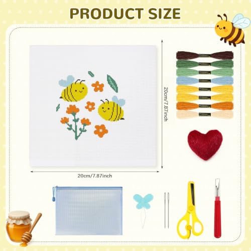 Ansberta 17Pcs Bee 18 Mesh Needlepoint Canvas Kit for Beginners Adults - Image 3