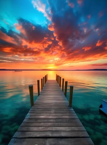 AIBOERL Paint by Numbers Kit for Adults Beginner,Sunset Scenery, 12X16In by AIBOERL