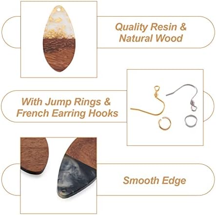 Cheriswelry Resin Wood Drop Earring Making Kit 16Pcs 38mm Teardrop Resin Walnut Wood Pendants with 60Pcs Earring Hooks 60Pcs 7x0.8mm Jump Rings for Women DIY Dangle Earring - Image 4