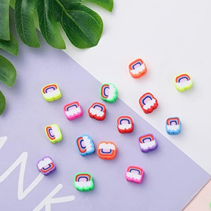 100pcs Colorful Rainbow Polymer Clay Spacer Beads for Women Jewelry Making DIY Bracelet Necklace Hair Clip Accessories (Colorful Rainbow) - Image 3