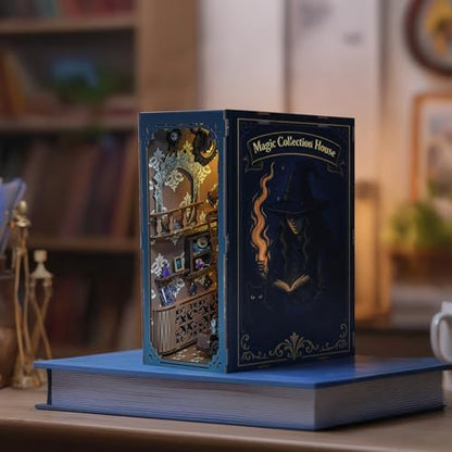 DIY Book Nook Kit Magic - Wizard and Cat Book Nook Kits for Adults, 3D Wooden Puzzle Miniature Fantasy Witch Potion Room Theme Bookshelf Decor, Creative DIY Craft for Teens - Image 6