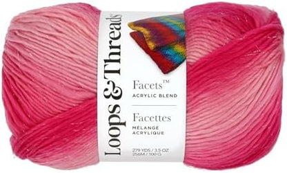 Loops & Threads Facets Yarn - Yarn for Knitting, Crochet, Weaving, and Arts & Crafts - Pink, Acrylic, 3.5 oz by LoopsThreads