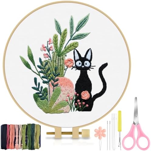 TINDTOP Embroidery Kit for Beginners Adult, Cat Embroidery Kit by TINDTOP
