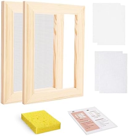 Worown A6 Wooden Paper Making Screen Kit,Paper Making Frames, Mould and Deckle for DIY Crafts by Worown
