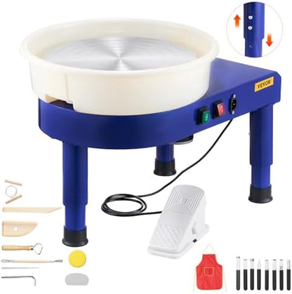 VEVOR 14in Pottery Wheel for Adults Beginners, 0-6in Height-Adjustable, 450W Pottery Forming Machine 60-300RPM Electric Ceramic Wheel, Blue by VEVOR
