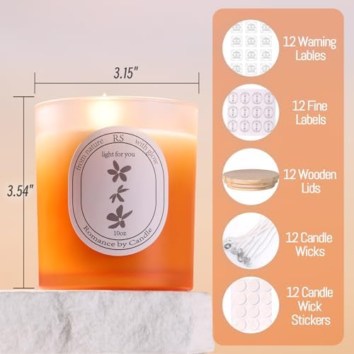 REISEN 12 Pcs 10oz Gradient Orange Candle Jars for Candle Making Kit - Image 2