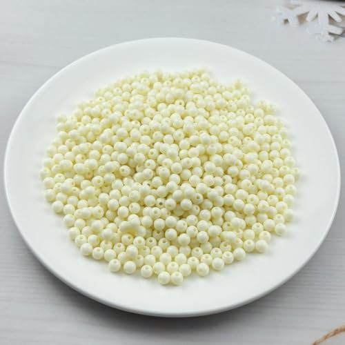 700pcs Acrylic Round Beads for Crafts 6mm Resin Candy Color Spacer Beads with Hole for Jewelry Making Sewing Crafts Decoration Necklaces Bracelets Earrings Supplies(Cream) - Image 2