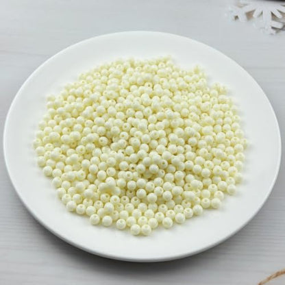 700pcs Acrylic Round Beads for Crafts 6mm Resin Candy Color Spacer Beads with Hole for Jewelry Making Sewing Crafts Decoration Necklaces Bracelets Earrings Supplies(Cream) - Image 2