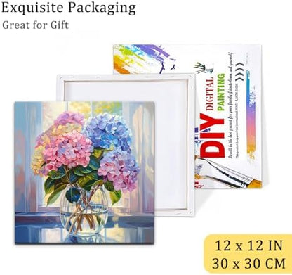 Natuyalo Framed Paint by Numbers Kit for Adults - Colorful Flowers DIY Adult Paint by Number Kits Vase Acrylic Canvas Painting for Adults Beginners Art Crafts with Frame, 12x12 Inch - Image 6