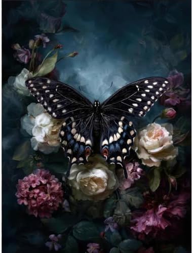 Butterfly Paint by Numbers Kit for Adults Framed Canvas, Frameworkless by FairylandJinWenn