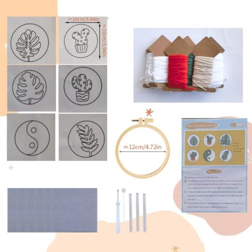 Avtytsda 6PCS Punch Needle Coaster Kit,Easy Punch Needle DIY Embroidery Set with Tools, Yarns, Hoop, Instructions Easy for Beginners, Kids, Adults, Handmade Gift and Decoration (Green and Vibrant) - Image 2