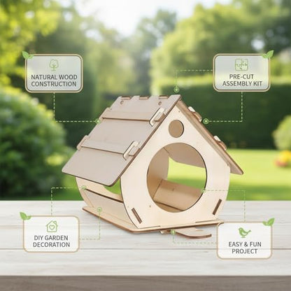 DIY Wooden House-Shaped Ornament Kit – Pre-Cut Natural Wood Craft for Home & Shelf Decor, Easy Assembly Project - Image 4
