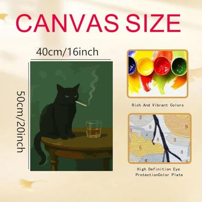Cat Paint by Numbers Animals DIY Black Cat Painting On Canvas 16 x 20 inch - Image 5