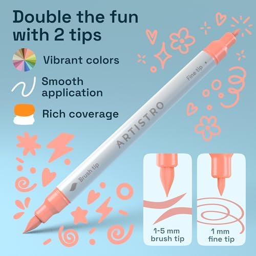 ARTISTRO 5 Pastel Dual-Tip Acrylic Paint Marker Pens for Drawing - Image 3