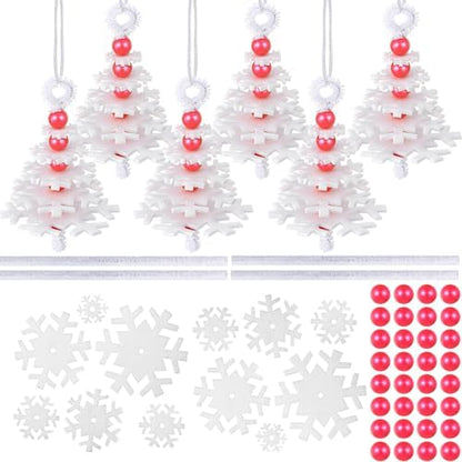 Buryeah 50 Sets White Snowflake Layered Christmas Tree Ornament Craft Kit by Buryeah