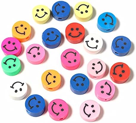 100pcs Mixed Polymer Clay Spacer Beads for Women Jewelry Making DIY Bracelet Necklace Hair Clip Accessories (Colorful Smile Face) by LUBINGSHINE