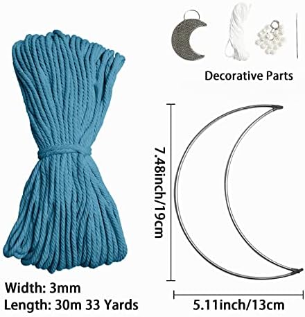 JeogYong Macrame Kit, DIY Moon Dream Catcher Macrame Kits for Kids & Adults Beginners, Includes Metal Hoop Rings Macrame Cord or More Craft Supplies and Materials for Bohemian Wall Decor Dreamcatcher - Image 2