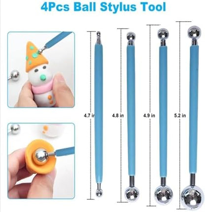 Basic Polymer Clay Tools, Clay Sculpting Tools Acrylic Roller Pin, Clear Rectangle Sheet Press Board, Double-Ended Pottery Carving Set for Beginner (26) - Image 4