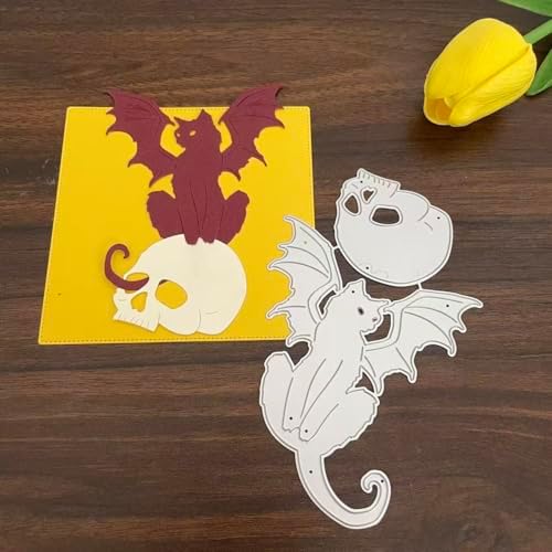 Skull Bat Cat Die Cuts for Card Making, Halloween Cutting Dies for DIY Scrapbooking Photo Album Decorative Embossing Paper Dies for Card Making Templated by Unknown
