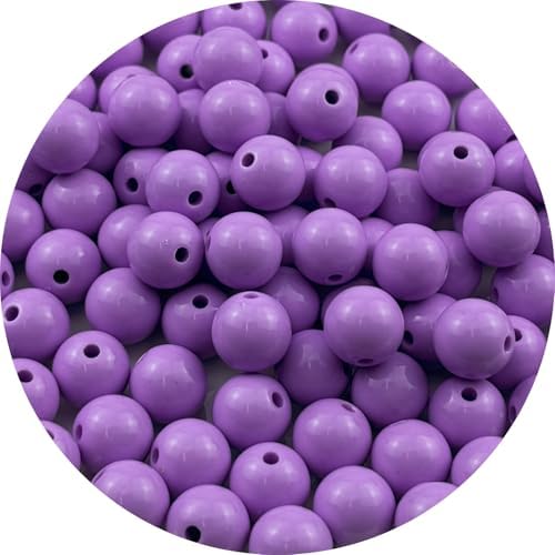 100pcs Acrylic Round Beads for Crafts 12mm Resin Candy Color Spacer Beads with Hole for Jewelry Making Sewing Crafts Decoration Necklaces Bracelets Earrings Supplies(Light Purple) by Unknown