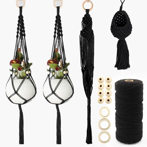 BUFANTL Macrame Kit for Beginners, 4-in-1 Plant Hanger Set - DIY Hanging Planter Craft Kit with 3 Tutorials for Home & Garden Decor, Ideal Handmade Gift by Unknown