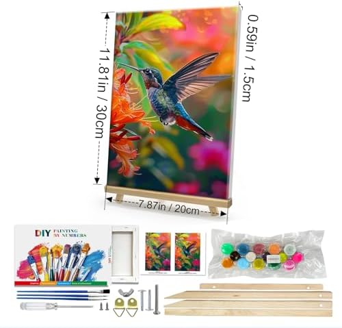 HeeBenor Framed Paint by Numbers Kit for Adults, Hummingbird, 8x12 Inch - Image 2