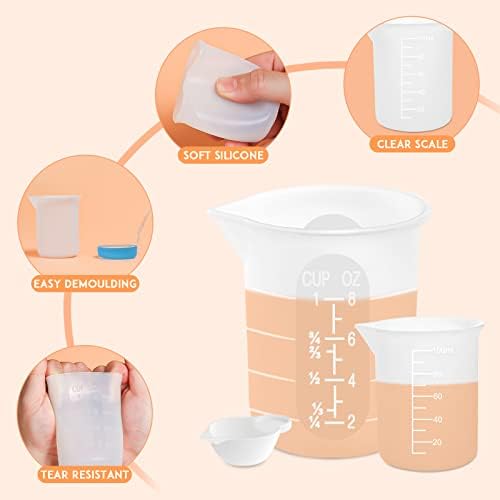 Silicone Resin Measuring Cups, 250&100ml Non-Stick Mixing Cups for Epoxy - Image 3