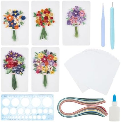 WEBEEDY Paper Quilling Kit 20 Sets Flower Card Quilling Kit with Paper Quilling Strips Tools Paper Quilling Set DIY Handmade Arts Crafts Christmas Valentine's Day Birthday Gifts by WEBEEDY