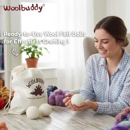 Woolbuddy Wool Felt Balls 12 PCS for Needle Felting 3 Size (3, 2.7, 2 Inch) - Image 6