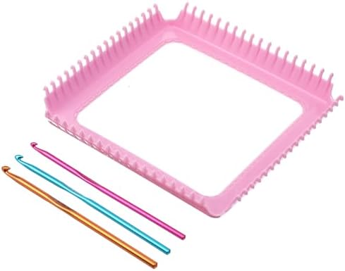 Beginner-Friendly Plastic Weaving Loom Kit, Portable Square Loom for DIY Crafts, Looms for Weaving Enthusiasts (Pink) by Unknown