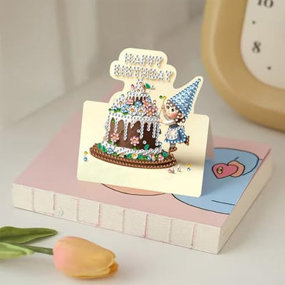 6 Packs Birthday Cake DIY Diamond Art Greeting Cards with Envelopes Special Shaped 3D Fold Rhinestone Painting Card Handmade Gem Dots Art Kit for Beginner Adult Birthday Holiday Blessing Gift - Image 4