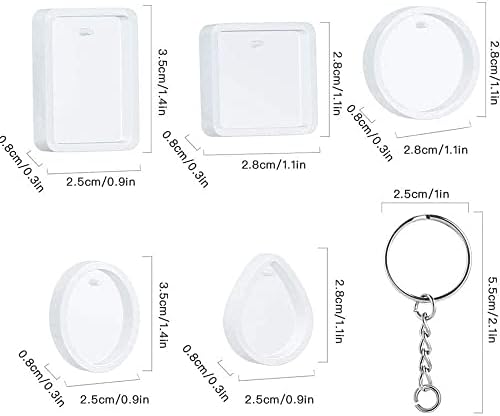 Resin Molds for Keychain, Qtopun Water Drop Shape Round Rectangle Oval Square 10pcs Jewelry Epoxy Silicone Molds with Hole 10 Pcs Keychain for Pendant Eardrop Keychain DIY Craft Making - Image 2