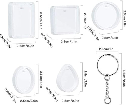 Resin Molds for Keychain, Qtopun Water Drop Shape Round Rectangle Oval Square 10pcs Jewelry Epoxy Silicone Molds with Hole 10 Pcs Keychain for Pendant Eardrop Keychain DIY Craft Making - Image 2