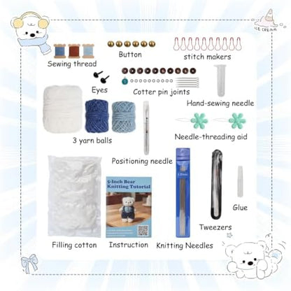 Lewhoo Bear Knitting Kit, All-1 DIY Amigurumi Bear Kit with Wool for Adults - Image 5