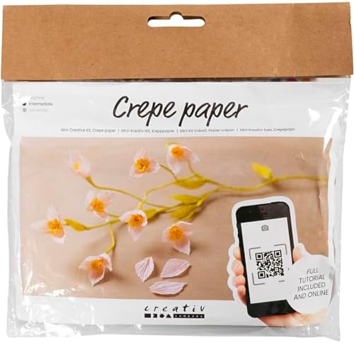 Creotime Creativ Company Mini Craft Sets Crepe Paper Flowers Cherry Branch - for Making Beautiful Crepe Flowers by Creativ