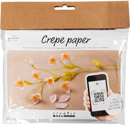 Creotime Creativ Company Mini Craft Sets Crepe Paper Flowers Cherry Branch - for Making Beautiful Crepe Flowers by Creativ