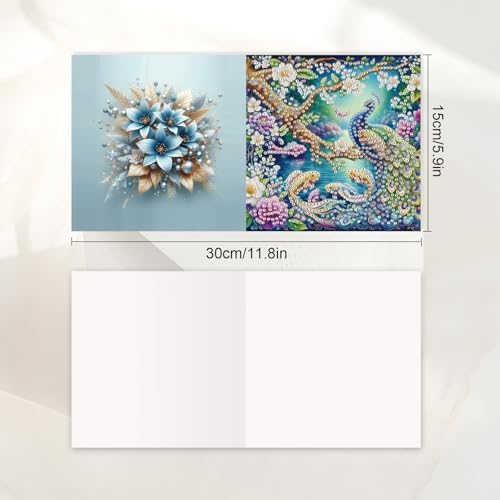 JISHSHAY 6 PCS Butterfly Diamond Painting Greeting Cards Owl Diamond Art Birthday Cards with Envelopes Peacock Gem Art Gem Painting Mosaic Kits for Adults for Thanksgiving Anniversary Valentine - Image 2