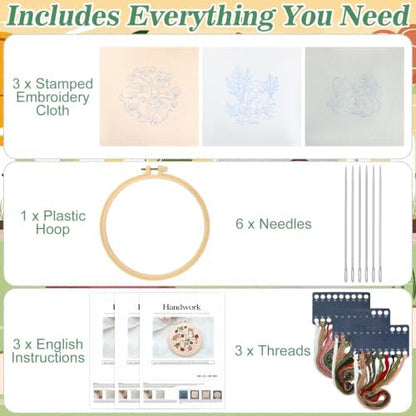Mindsoft 3 Set Needlepoint Kit for Beginners with Hoop,Garden Mouse - Image 3