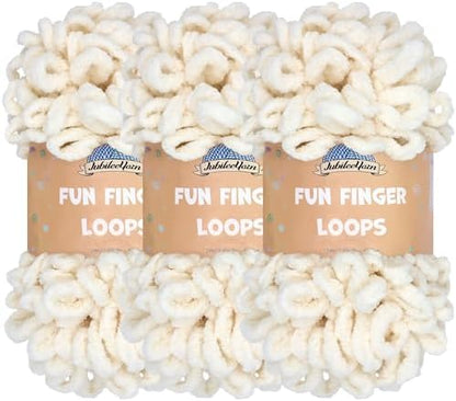JubileeYarn Fun Finger Loops Yarn - Ivory - 3 Skeins by BambooMN