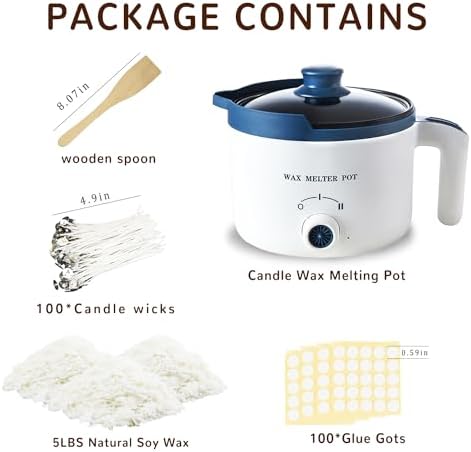 Soy Candle Making Kit with Wax Melter,DIY Candle Maker Set Supplies for Adults with 5lbs Soy Wax, Electric Melter, 100 Candle Wicks, 100 Wick Stickers - Image 2