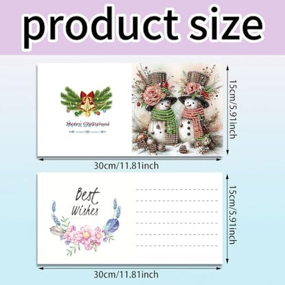 LAKEQUILL DIY Diamond Art Cards Kit, 6 Packs Diamond Painting Cards, Diamond Art Cards with Envelope for Christmas Birthday Thanksgiving Day Holiday - Snowman - Image 7