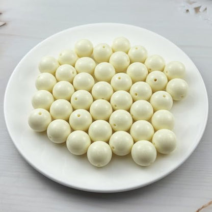 40pcs Acrylic Round Beads for Crafts 20mm Resin Candy Color Spacer Beads with Hole for Jewelry Making Sewing Crafts Decoration Necklaces Bracelets Earrings Supplies(Cream) - Image 2
