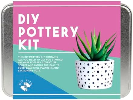 Gift Republic Pottery Kit Beginners Pottery Craft Set Clay Pottery Gift Fun Home Made Craft Project Kids Teens Adults Sculpting Tool Set Gift Tin by GiftRepublic
